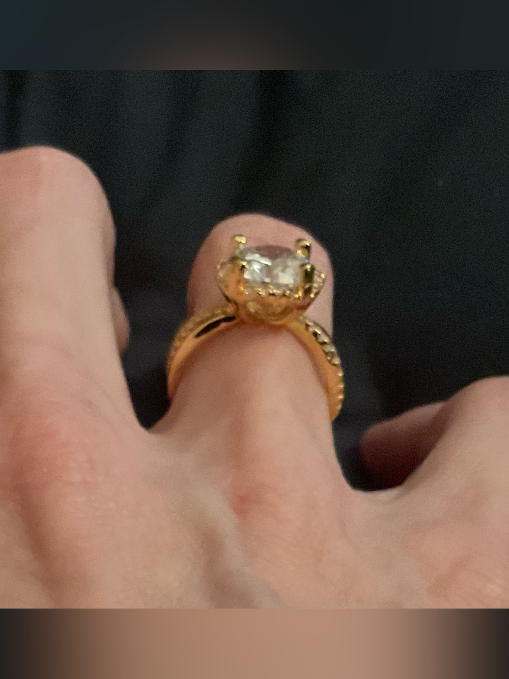 18K Gold Filled 4CT Round AAA CZ Hidden Halo Ring | Pavé Split Shank Size 6 NWOT - Picture 7 of 11